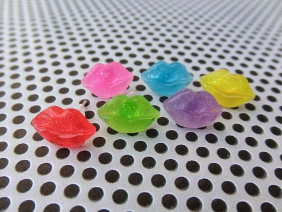 Kussmund Ohrstecker Lippen Knutscher Kuss